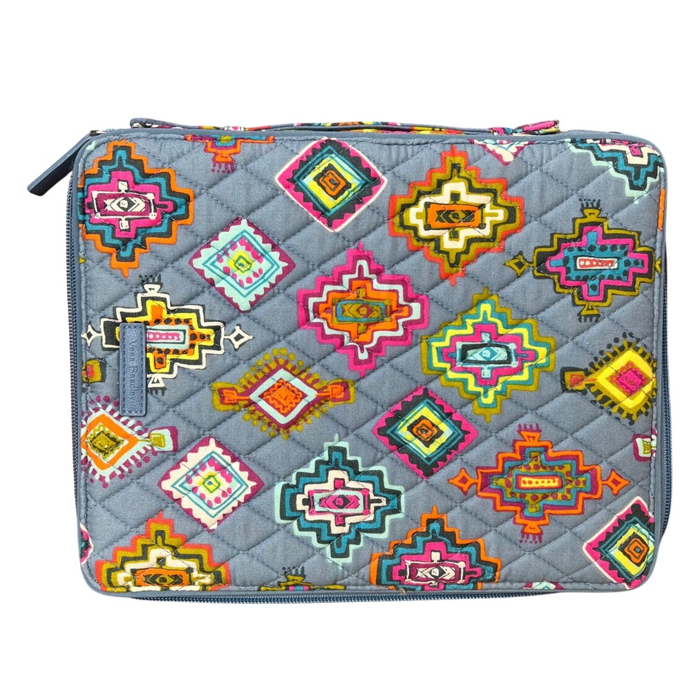 Vera Bradley Pueblo Quilted Zip Around Tech Organizer Portfolio Case Blue Multi - Picture 10 of 13